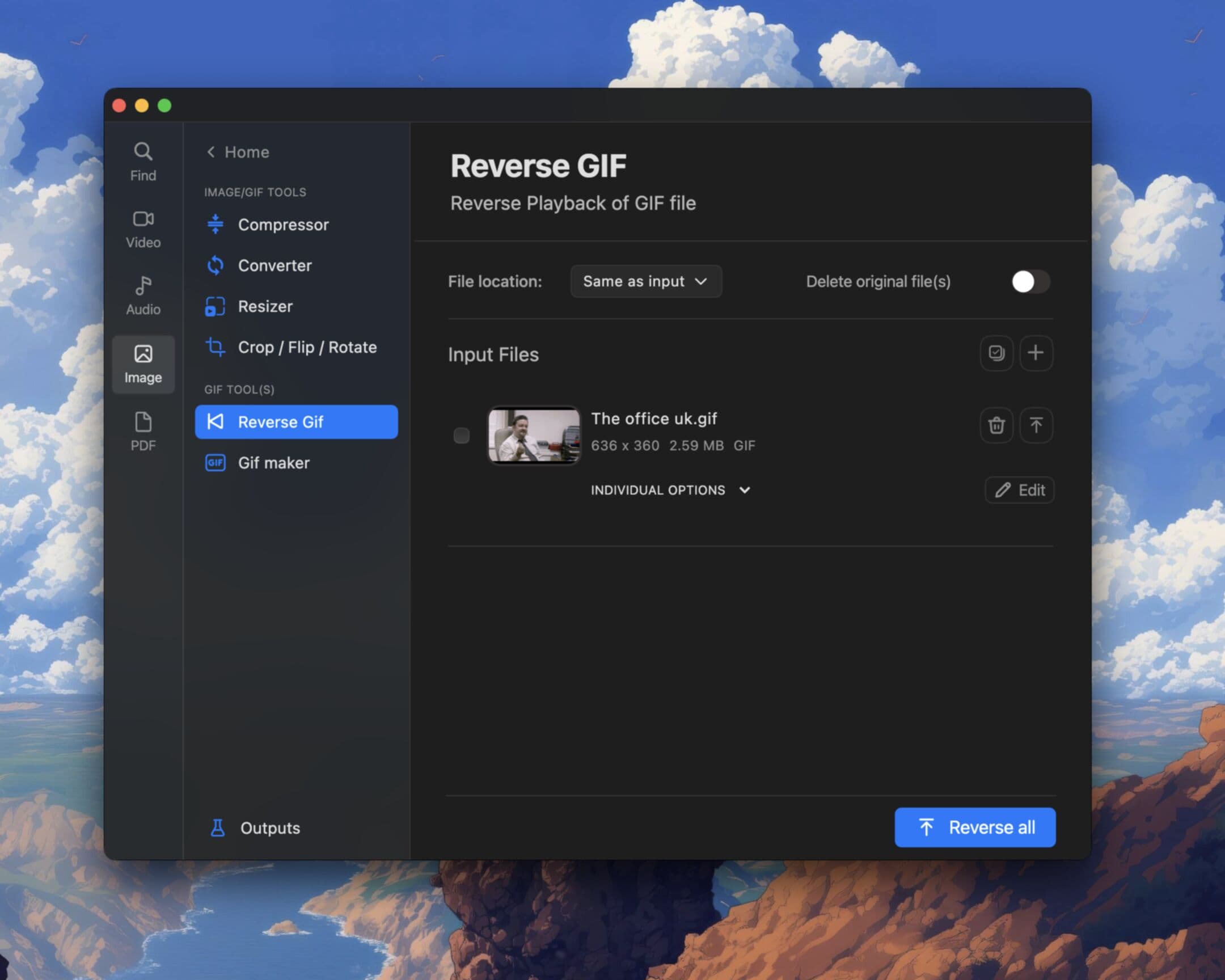 Reverse GIF playback