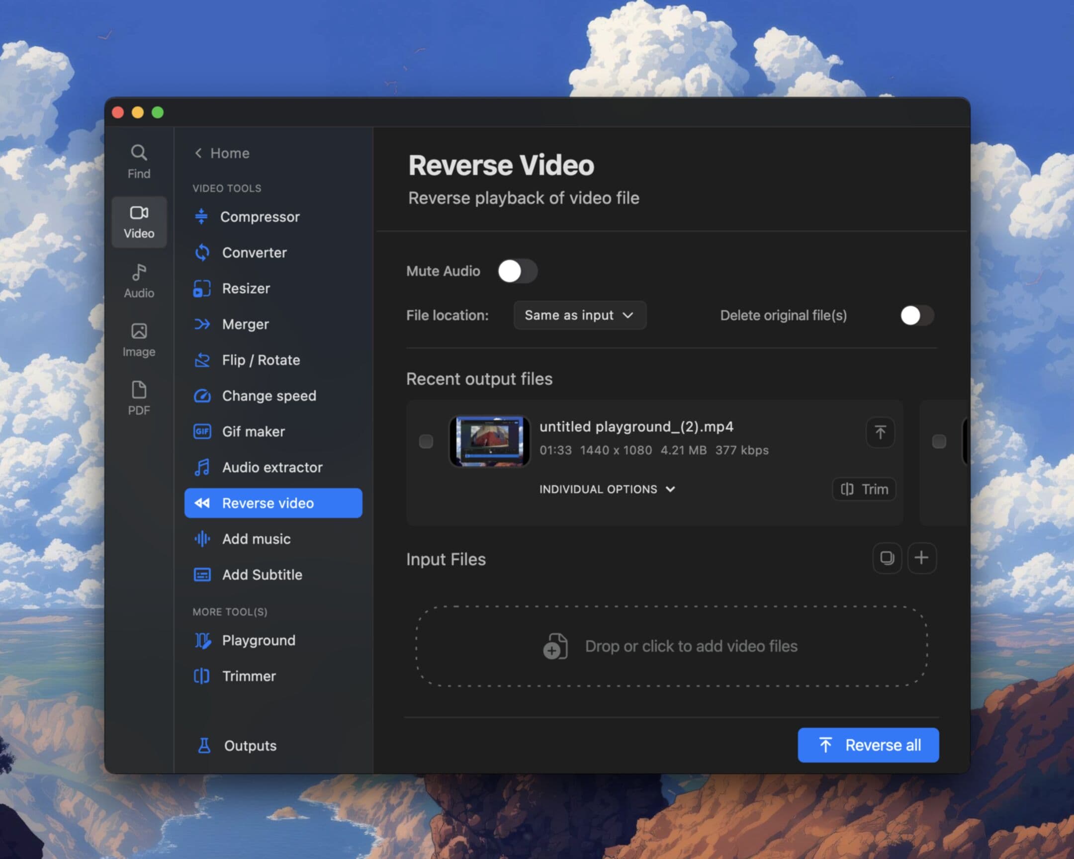 Reverse video playback